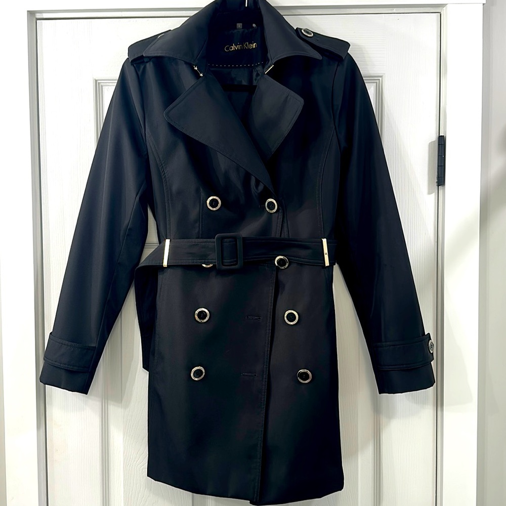 Black trench rain jacket